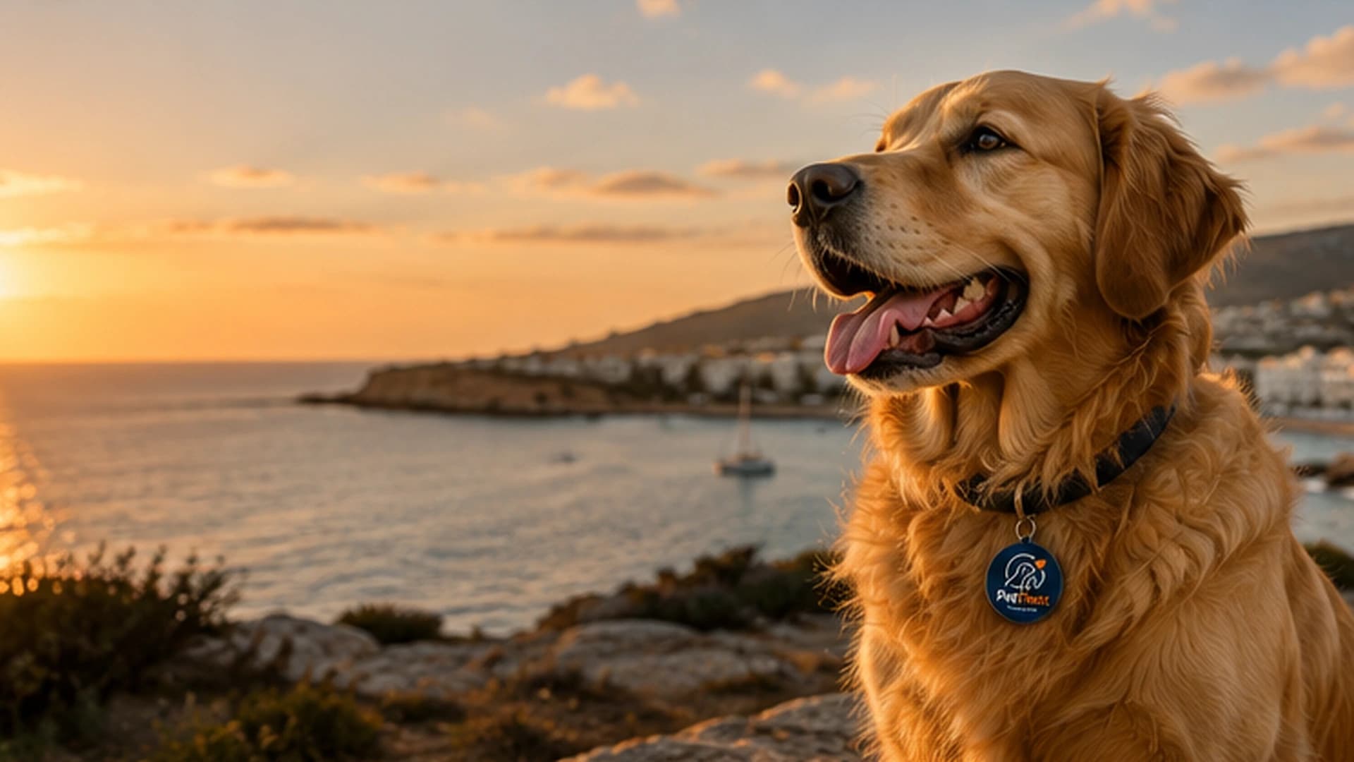 Happy dog portrait with a PetPass tag